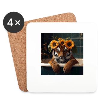 Tiger - Untersetzer (4er-Set) - Weiß - Vorne
