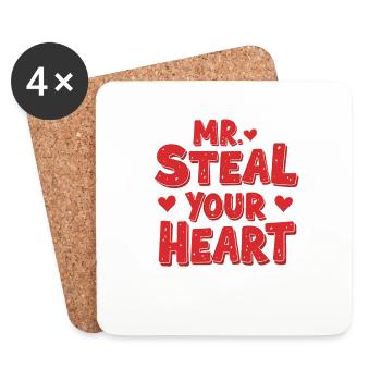 Mr Steal Your Heart Romantique Saint-Valentin - Dessous de verre (lot de 4) - blanc - Devant