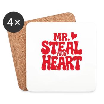 Mr Steal Your Heart Romantique Saint-Valentin - Dessous de verre (lot de 4) - blanc - Devant