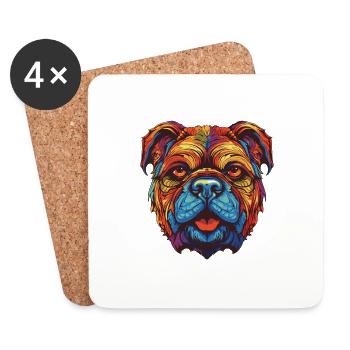 Bulldog Dog Portrait - Coasters (set of 4) - white - Front