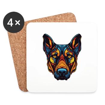 Doberman Hund Portrait - Untersetzer (4er-Set) - Weiß - Vorne