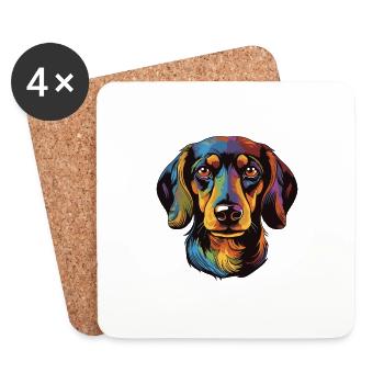 Dachshund Hund Portrait Dackel - Untersetzer (4er-Set) - Weiß - Vorne