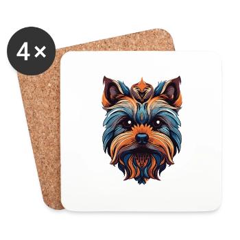 Yorkshire Terrier Dog Portrait - Coasters (set of 4) - white - Front