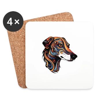 Greyhound Hund Portrait - Untersetzer (4er-Set) - Weiß - Vorne