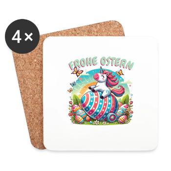 Happy Easter Unicorn – Funny Easter Egg Design - Coasters (set of 4) - white - Front