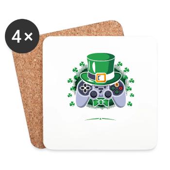 Gamerchaun Shamrock Saint-Patrick Leprechaun - Dessous de verre (lot de 4) - blanc - Devant