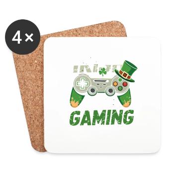 Irish I Was Gaming St Patrick’s Day Gamer Men kids - Untersetzer (4er-Set) - Weiß - Vorne