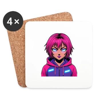 Anime Woman - Coasters (set of 4) - white - Front