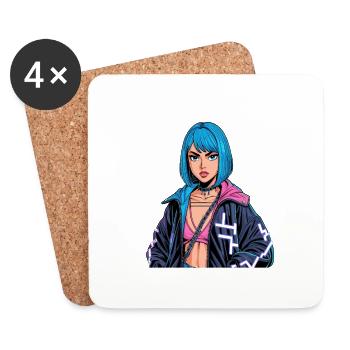 Anime Woman - Coasters (set of 4) - white - Front