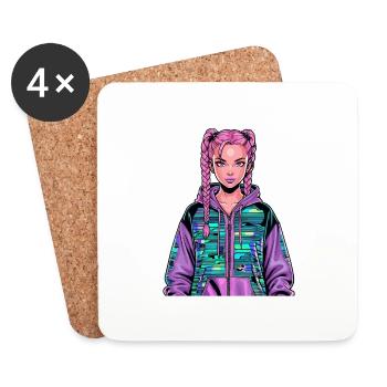 Anime Woman - Coasters (set of 4) - white - Front