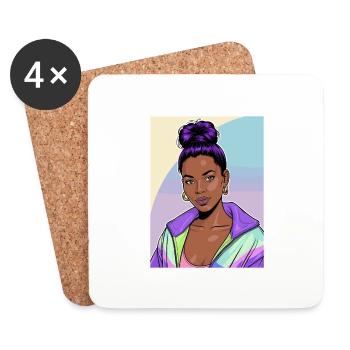 Anime Woman - Coasters (set of 4) - white - Front