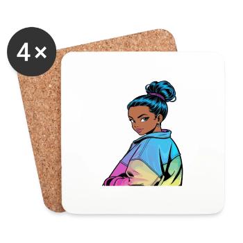 Anime Woman - Coasters (set of 4) - white - Front