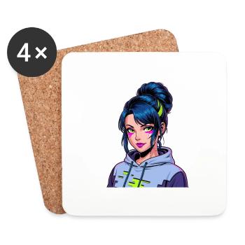 Anime Woman - Coasters (set of 4) - white - Front