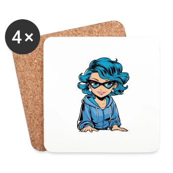 Anime Woman - Coasters (set of 4) - white - Front