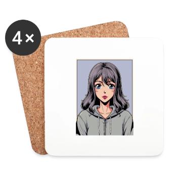 Anime Woman - Coasters (set of 4) - white - Front
