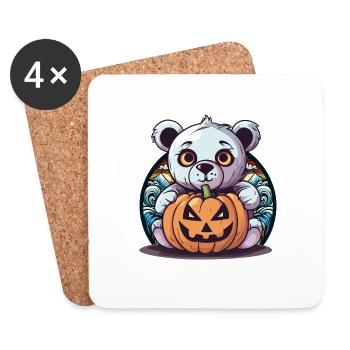 Halloween Enfant Enfants Teddy Citrouille Ours Magique - Dessous de verre (lot de 4) - blanc - Devant