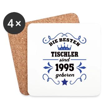 1995 Tischler Geburtstag Kollege Arbeitskollege - Untersetzer (4er-Set) - Weiß - Vorne
