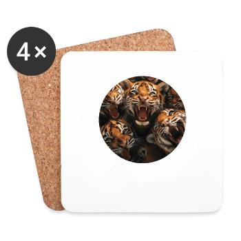 Tiger - Untersetzer (4er-Set) - Weiß - Vorne