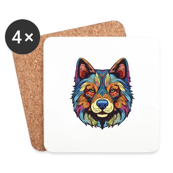 Akita Dog Portrait - Coasters (set of 4) - white - Front