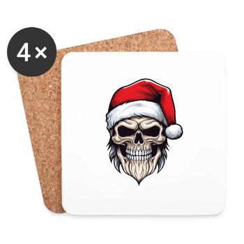 Santa Claus Skull - Coasters (set of 4) - white - Front