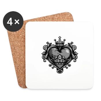 Couronne de symbole de coeur - Dessous de verre (lot de 4) - blanc - Devant