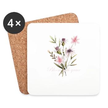 Bloom with Grace Floral - Coasters (set of 4) - white - Front