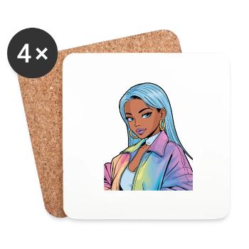 Anime Woman - Coasters (set of 4) - white - Front