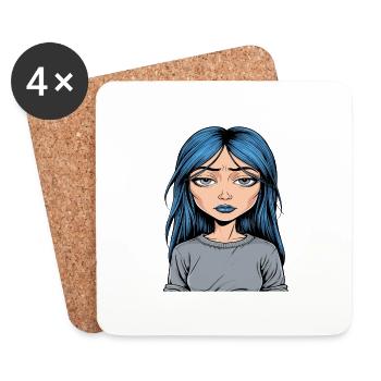 Anime Woman - Coasters (set of 4) - white - Front