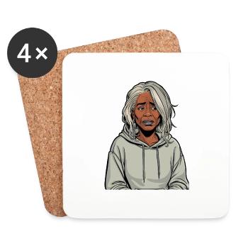 Anime Woman - Coasters (set of 4) - white - Front