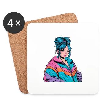 Anime Woman - Coasters (set of 4) - white - Front