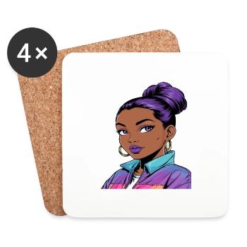 Anime Woman - Coasters (set of 4) - white - Front