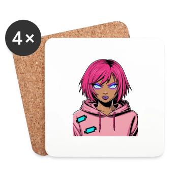 Anime Woman - Coasters (set of 4) - white - Front
