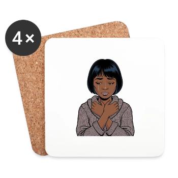 Anime Woman - Coasters (set of 4) - white - Front
