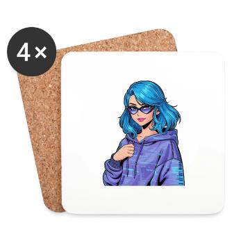 Anime Woman - Coasters (set of 4) - white - Front
