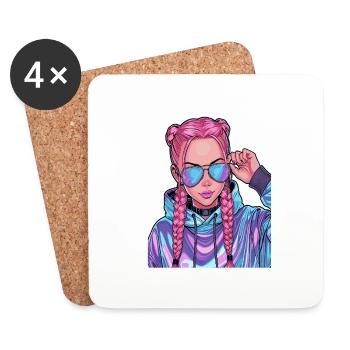 Anime Woman - Coasters (set of 4) - white - Front