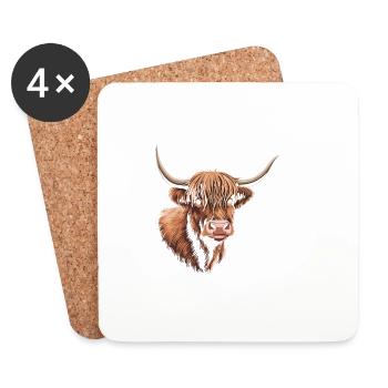 Juste une fille qui aime les vaches des Highlands - Dessous de verre (lot de 4) - blanc - Devant