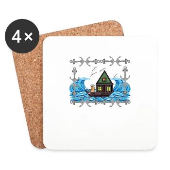 Maritime cacahuète marin navire navires Ahoy Moin - Dessous de verre (lot de 4) - blanc - Devant