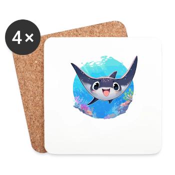 Raies manta Raies manta - Dessous de verre (lot de 4) - blanc - Devant