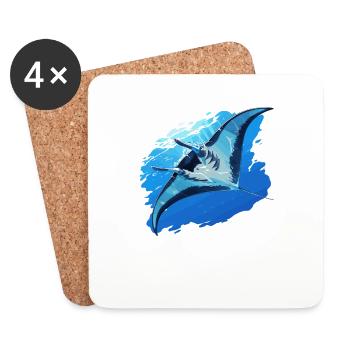 Mantas Manta Rochen - Untersetzer (4er-Set) - Weiß - Vorne