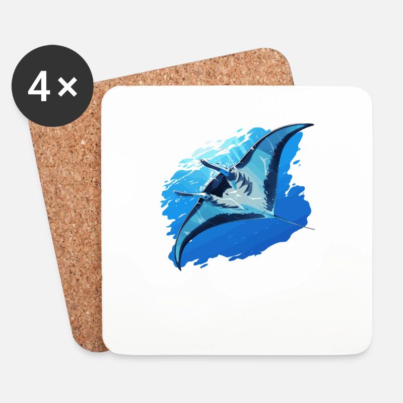 Mantas Manta Rochen - Untersetzer (4er-Set) - Weiß