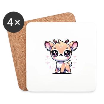 Super Cute Kawaii Baby Deer - Untersetzer (4er-Set) - Weiß - Vorne