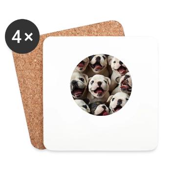 Bulldogge - Untersetzer (4er-Set) - Weiß - Vorne