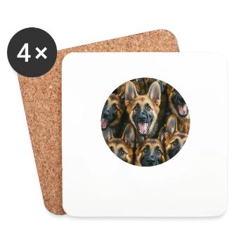 Deutscher Schäferhund - Untersetzer (4er-Set) - Weiß - Vorne