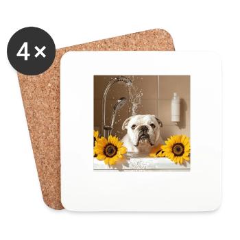 Bulldogge - Untersetzer (4er-Set) - Weiß - Vorne