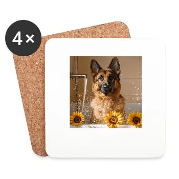 Deutscher Schäferhund - Untersetzer (4er-Set) - Weiß - Vorne