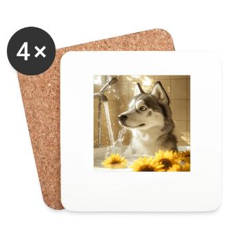 Sibirischer Husky - Untersetzer (4er-Set) - Weiß - Vorne