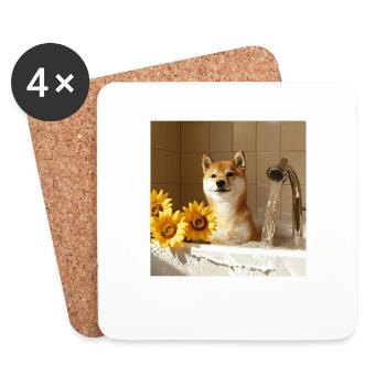 Shiba Inu - Untersetzer (4er-Set) - Weiß - Vorne