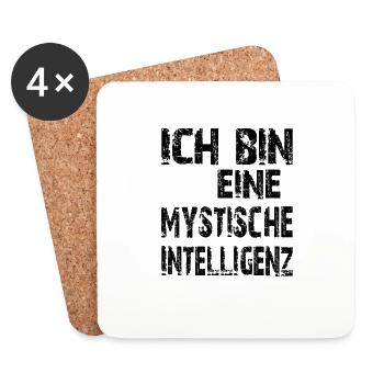KI Spruch Ich bin eine mystische Intelligenz - Untersetzer (4er-Set) - Weiß - Vorne