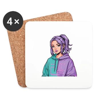 Anime Woman - Coasters (set of 4) - white - Front