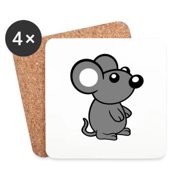 Maus Mäuschen Süße Kleine Ratte Nager Freundlich - Untersetzer (4er-Set) - Weiß - Vorne